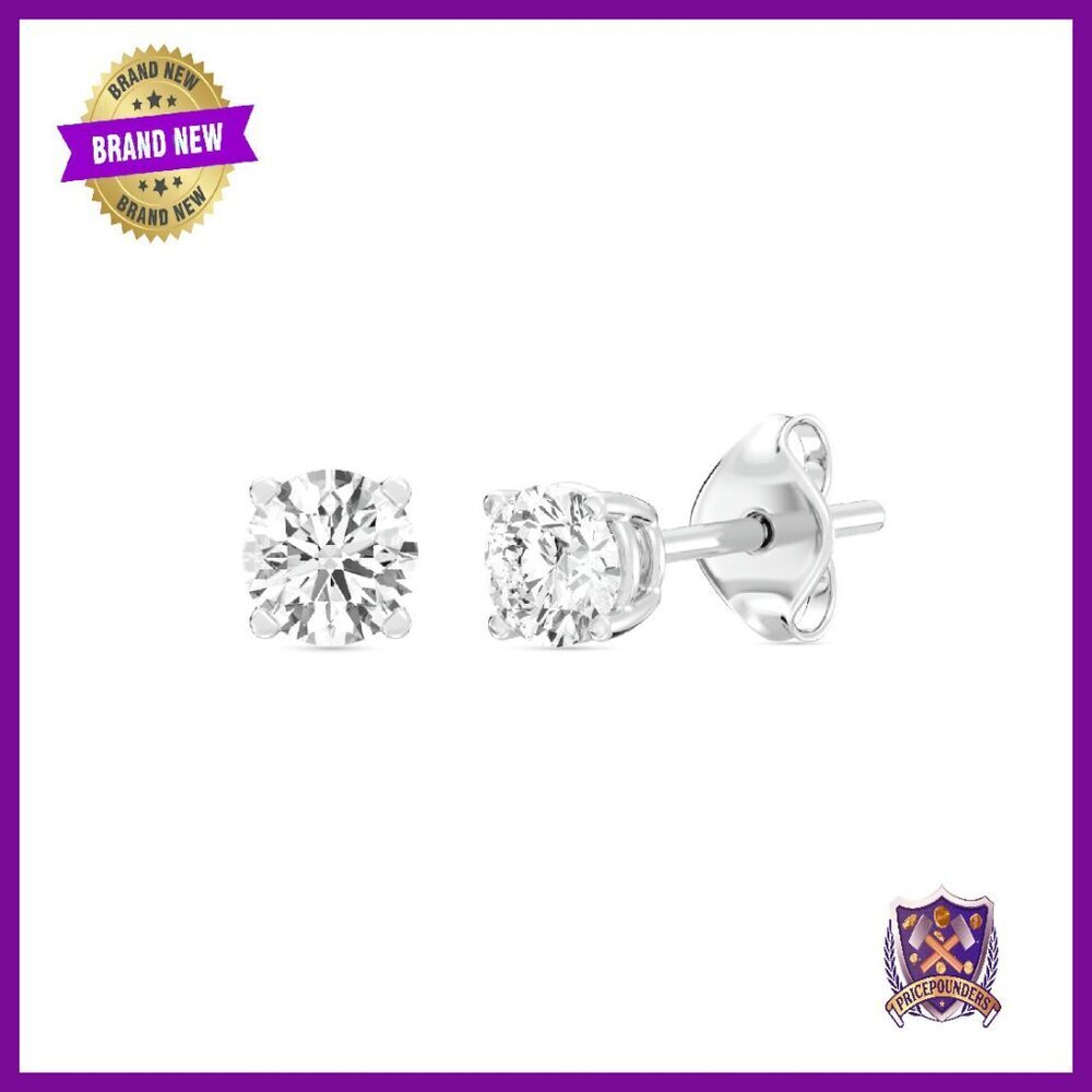Lab-Grown Diamond Stud Earrings 1/2 Carat Sterling Silver Hypoallergenic